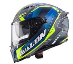 Helma na moto Avalon X Optic matt grey/blue/yellow fluo vel.S