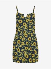 Noisy May Žlto-modré kvetované krátke šaty na ramienka Noisy May Sunflower S
