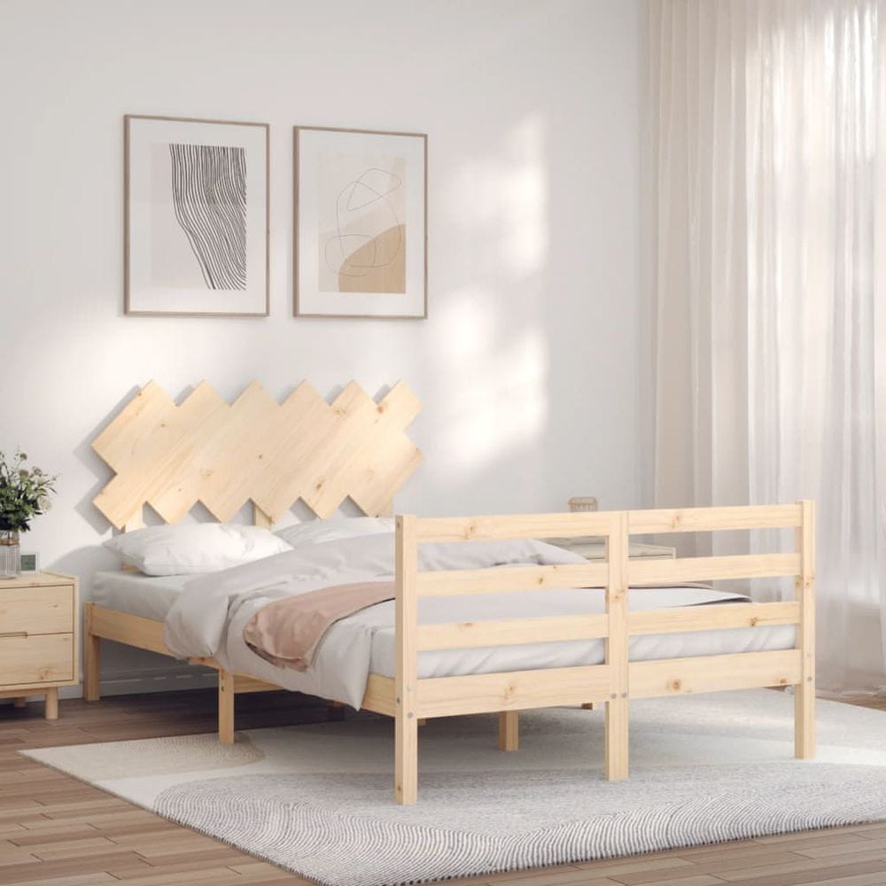 Vidaxl Rám postele s čelom 4FT malé dvojlôžko masívne drevo