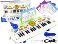 Lean-toys Elektrická klavírna klávesnica pre deti Blue USB MP3 poznámky
