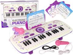 Lean-toys Elektrická klavírna klávesnica pre deti ružová USB MP3 poznámky