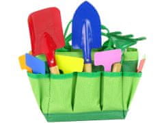 Lean-toys Záhradná súprava taška Záhradné náradie pre deti Kovová zelená