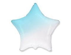 Balón fóliový hviezda ombré - modrobiela - 48 cm
