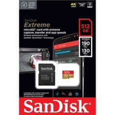 SanDisk Pamäťová karta Micro SDXC Extreme 512GB UHS-I U3 (190R/ 130W) + adapter