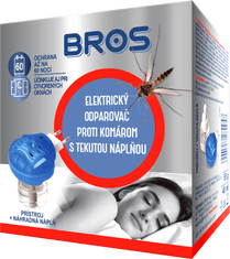 BROS 08295 Elektrický odparovač proti komárom s tekutou náplňou 60 nocí bez komárov