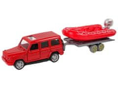 Lean-toys Hasičská súprava na ťahanie motorky Jeep Red