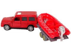 Lean-toys Hasičská súprava na ťahanie motorky Jeep Red