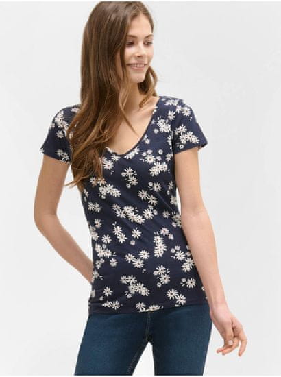 Orsay Tmavomodré kvetované tričko ORSAY