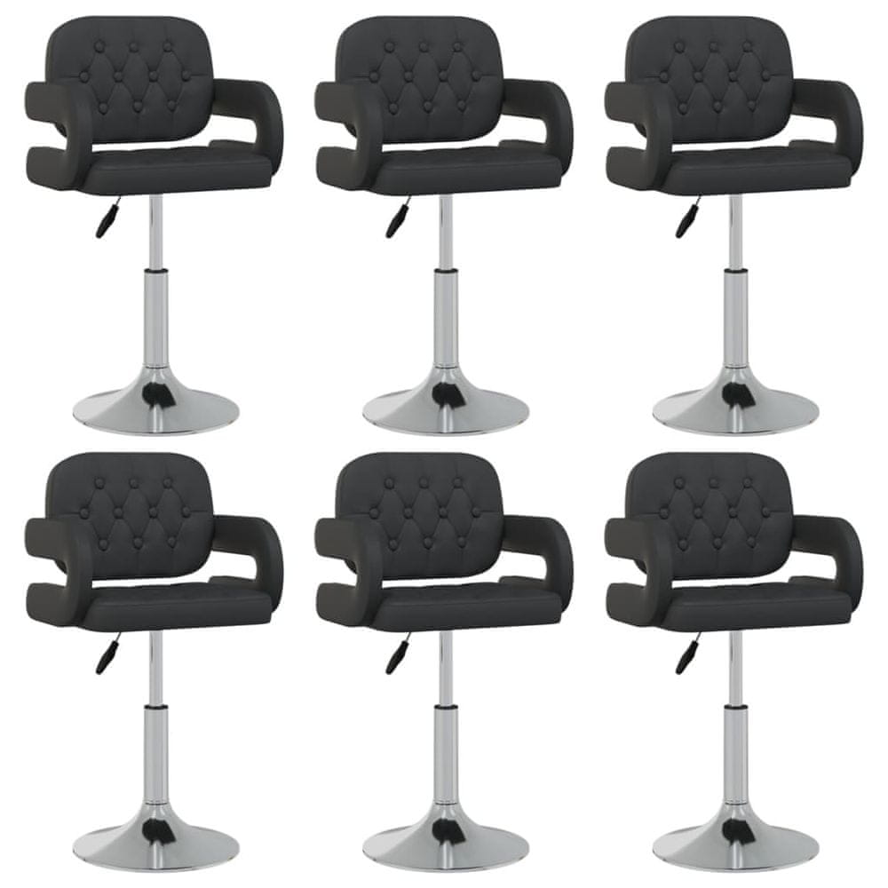 Vidaxl Otočné jedálenské stoličky 6 ks čierne umelá koža