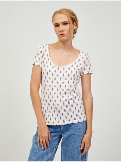 Orsay Ružovo-krémové vzorované tričko ORSAY