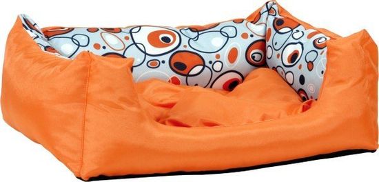 Argi Pelech pre psa obdĺžnikový s vankúšom - oranžový so vzorom - 76 x 60 x 20 cm