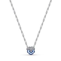 Pandora Prekrásny strieborný náhrdelník Modrá sirôtka 390770C01-50 (retiazka, prívesok)