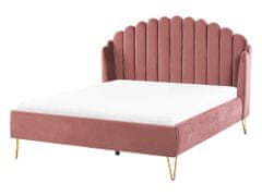 Beliani Zamatová posteľ 140 x 200 cm ružová AMBILLOU
