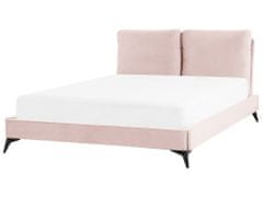 Beliani Zamatová posteľ 140 x 200 cm ružová MELLE