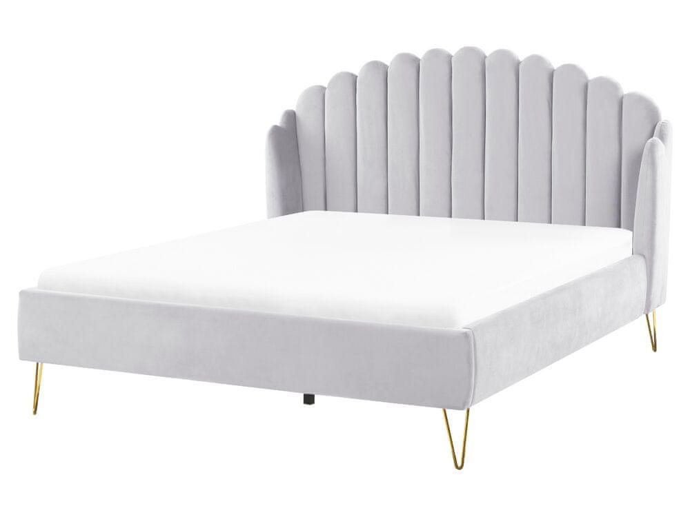 Beliani Zamatová posteľ 160 x 200 cm sivá AMBILLOU