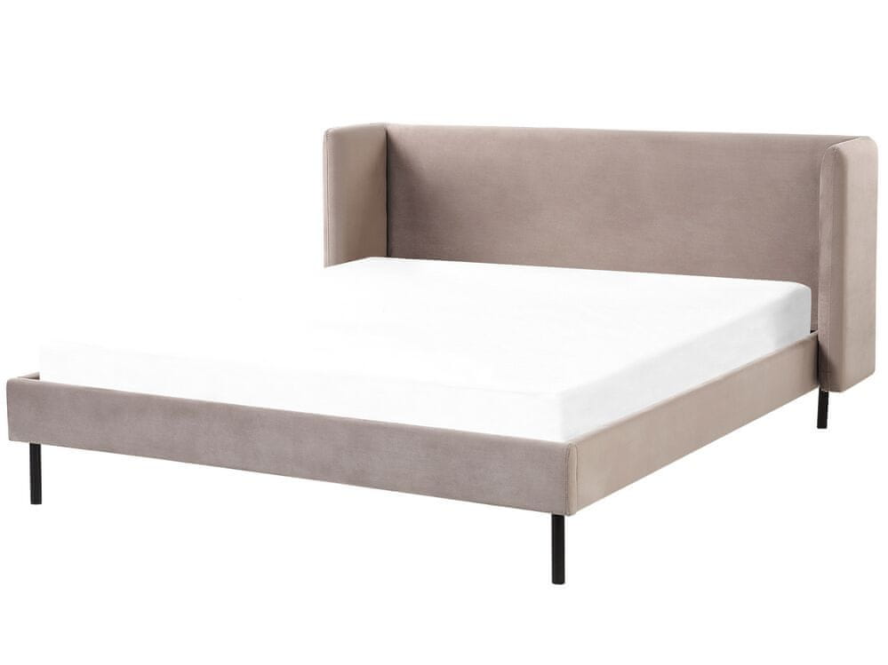 Beliani Zamatová posteľ béžovosivá 160 x 200 cm ARETTE