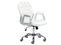 Beliani Otočná kancelárska stolička z umelej kože s kryštálmi biela PRINCESS