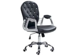 Beliani Otočná kancelárska stolička z umelej kože s kryštálmi čierna PRINCESS