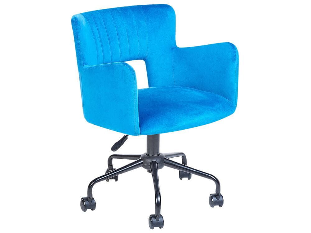 Beliani Zamatová kancelárska stolička modrá SANILAC