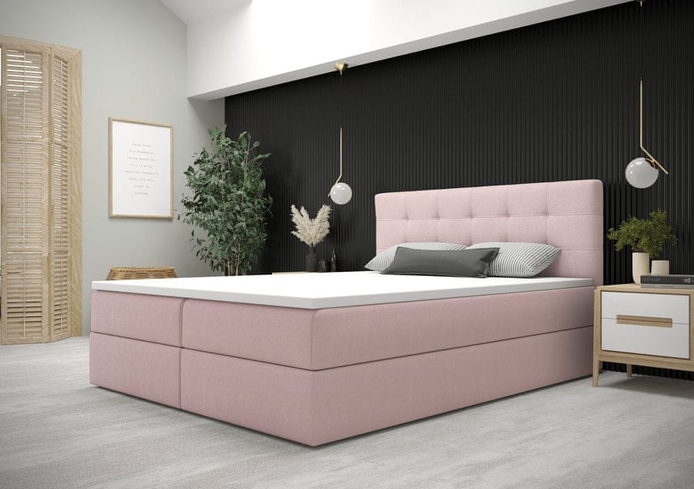 Veneti Moderná posteľ s úložným priestorom 160x200 STIG 5 - ružová