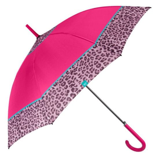 Perletti Time, Dámsky palicový dáždnik Bordo Leopardo / cyklaménový, 26255