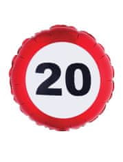 Párty balón fóliový dopravná značka - narodeniny - 20 rokov - 46 cm