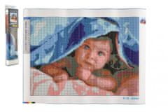 SMT Creatoys Diamantový obrázek Miminko pod dekou 40x30cm s doplňky v blistru 7x33x3cm