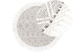 Beliani Okrúhly vlnený koberec 140 cm sivá/krémová BULDAN