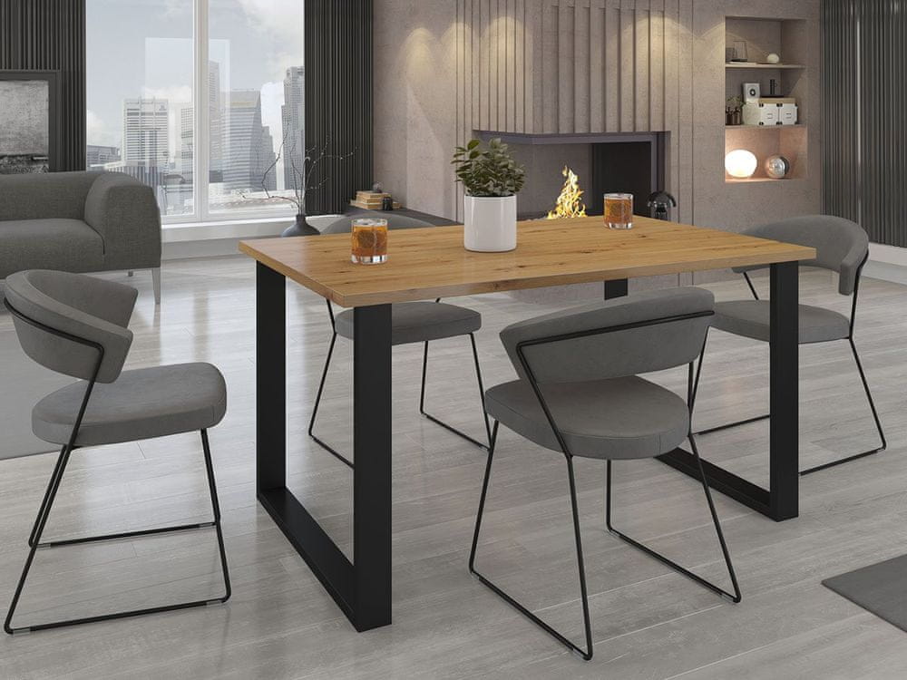 Veneti Obdĺžnikový jedálenský stôl IMPER 3 - dub artisan / čierny mat
