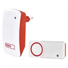 EMOS Bezbatériový domový bezdrôtový zvonček P5750 do zásuvky, červený 3402118000