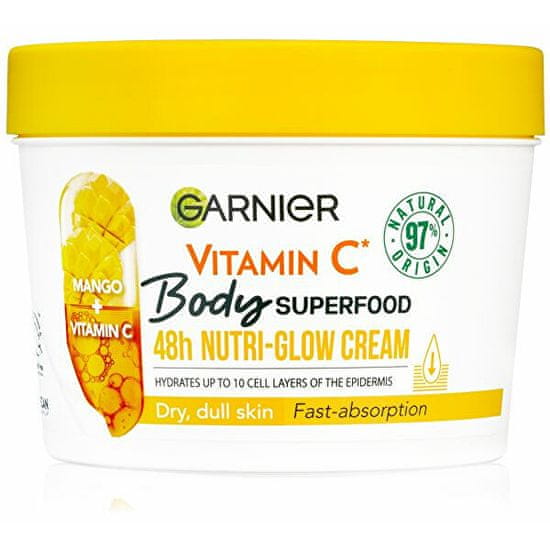 Garnier Rozjasňujúci telový krém pre suchú pokožku Body Superfood Mango + Vitamin C (Glow Cream) 380 ml