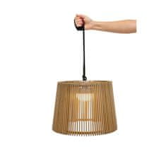 NEW GARDEN Bezdrôtová závesná lampa z bambusu Okinawa Hang; prírodná