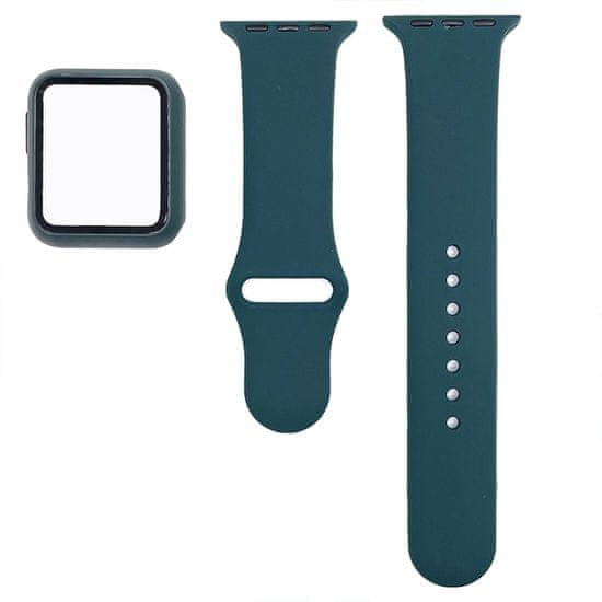 BStrap Silicone remienok s puzdrom na Apple Watch 38mm, dark green
