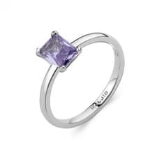 Rosato Minimalistický strieborný prsteň s fialovým zirkónom Allegra RZAL061 (Obvod 52 mm)