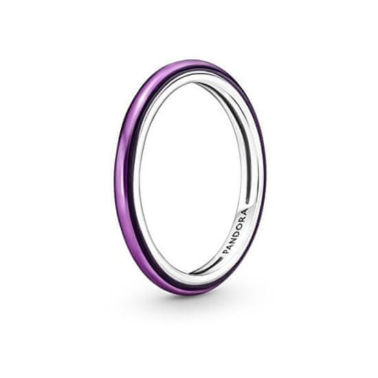 Pandora Minimalistický strieborný prsteň s fialovým smaltom 199655C01