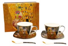 Home Elements  Porcelánová šálka a podšálka 2 x 250 ml, Klimt Bozk, tmavý