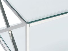 Beliani Konferenčný stolík so sklenenou doskou strieborný AUDET