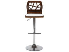 Beliani Barová stolička z tmavého dreva a eko kože biela PETERSBURG