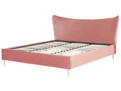 Beliani Zamatová posteľ 180 x 200 cm ružová CHALEIX