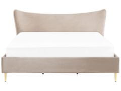 Beliani Zamatová posteľ 180 x 200 cm sivohnedá CHALEIX