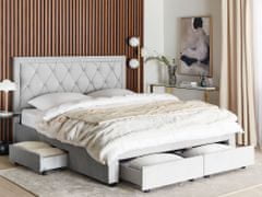 Beliani Zamatová posteľ s úložným priestorom 180 x 200 cm svetlosivá LIEVIN