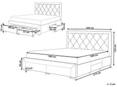 Beliani Zamatová posteľ s úložným priestorom 180 x 200 cm svetlosivá LIEVIN