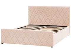 Beliani Zamatová posteľ s úložným priestorom 140 x 200 cm béžová ROCHEFORT
