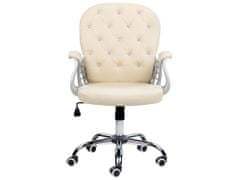 Beliani Otočná kancelárska stolička z umelej kože s kryštálmi béžová PRINCESS