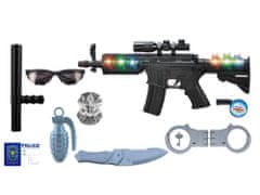 Lean-toys Policajná súprava v kufríku Efekty Svetelná zvuková puška