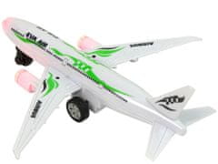 Lean-toys Osobné lietadlo Biele so zelenými prvkami Svetlá pohonu Zvuky
