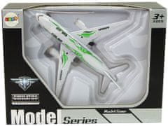 Lean-toys Osobné lietadlo Biele so zelenými prvkami Svetlá pohonu Zvuky