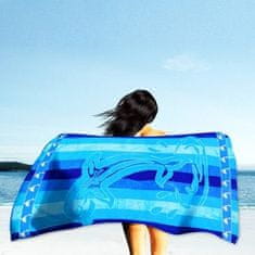 Lovely Home Obojstranná plážová osuška Dolphin Stripe modrá