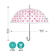 Perletti Dámsky automatický dáždnik Stampa Transparent / ružová, 26334