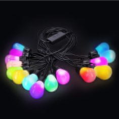 Solight LED smart vonkajšia reťaz s RGB žiarovkami, bluetooth, 15 žiaroviek, 14m+6m, 10W, WO795